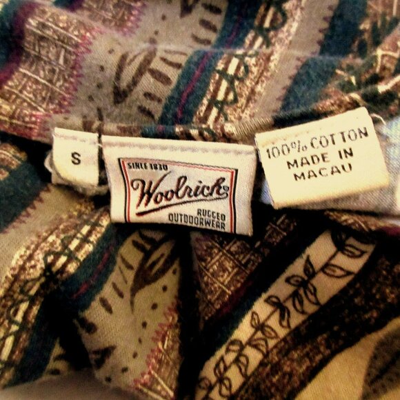 Woolrich Womens 100% Cotton Long Sleeve Pullover Top Leaf & Vine Print Sz S - Picture 6 of 6